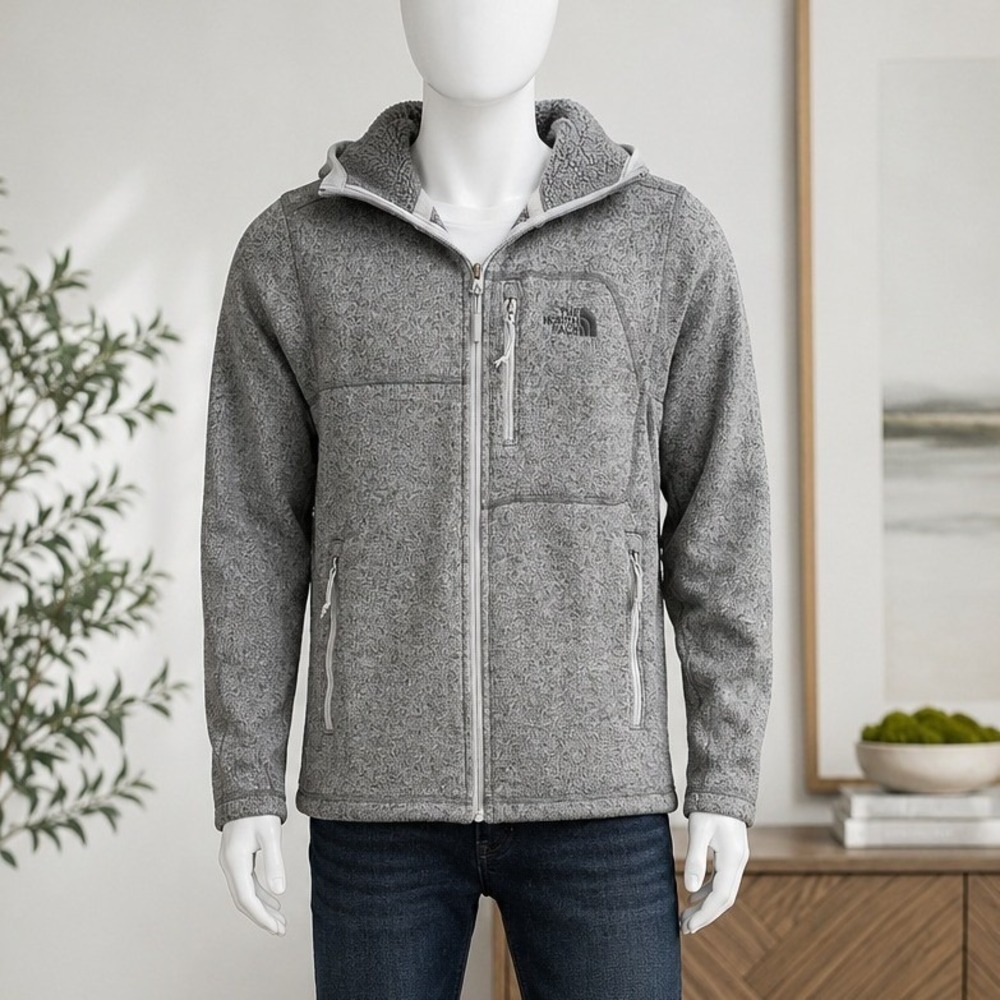 The North Face Mens Fleece Hoodie Gray Sherpa Lined Gordon Lyons Medium